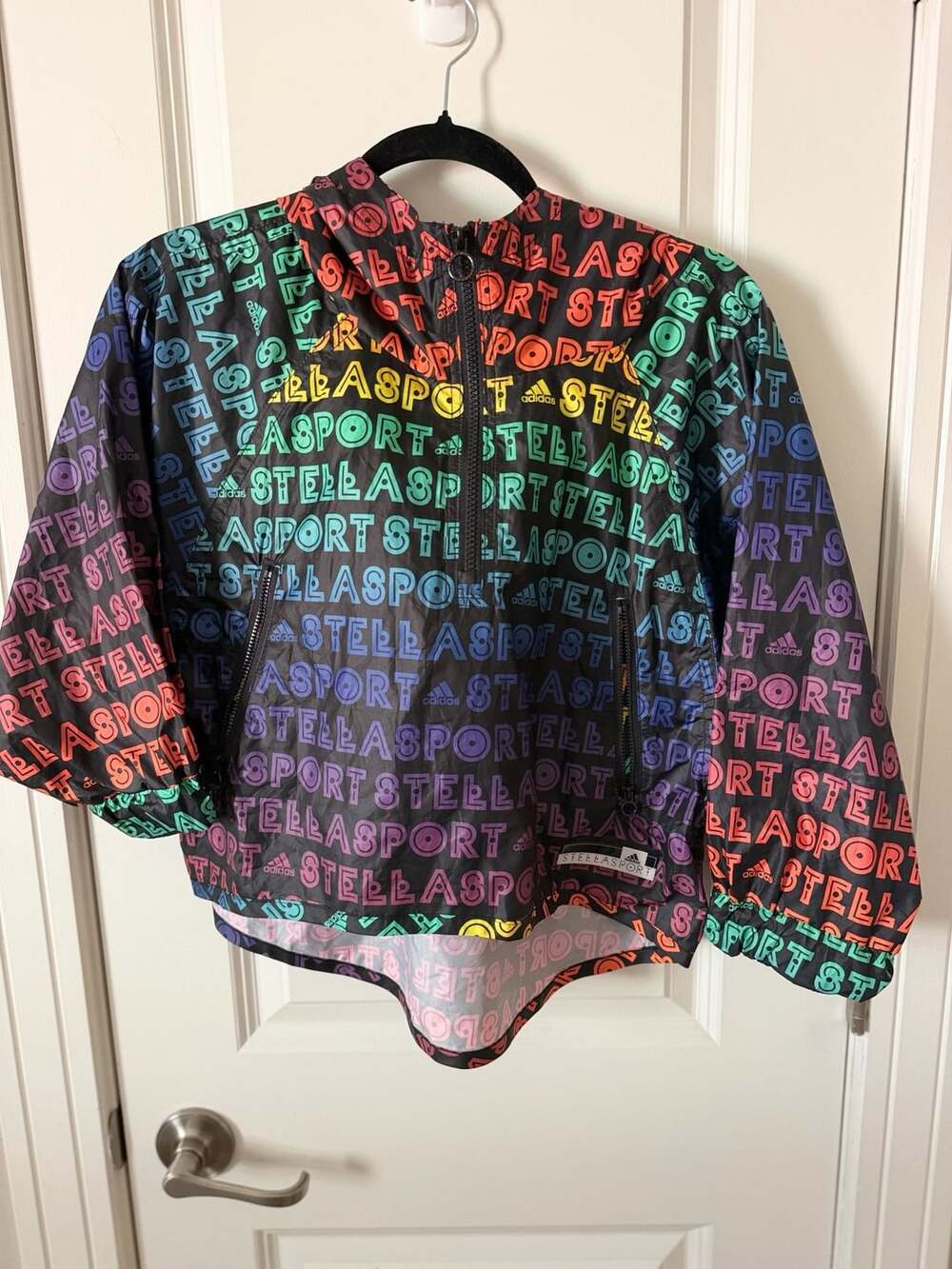 Adidas Stellasport Windbreaker Size S Black Multi-Color